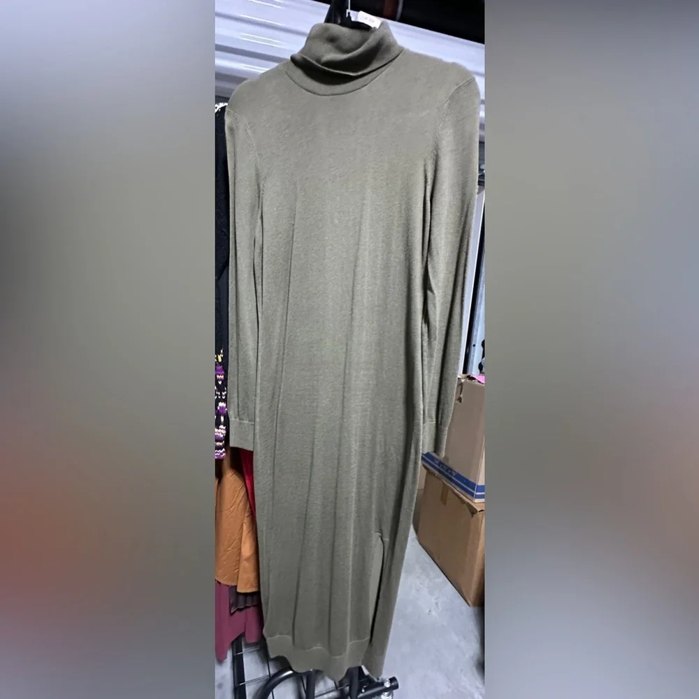 Micheal Kors | OLIVE Wool Blend Turtle Neck Dress